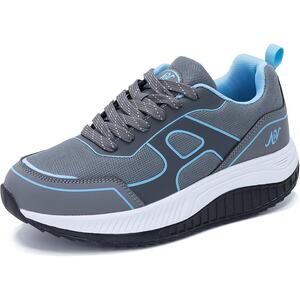 AOV Womens Size 9 Gray Blue Lace Up Arch Support Plantar Fasciitis Sneaker Shoes